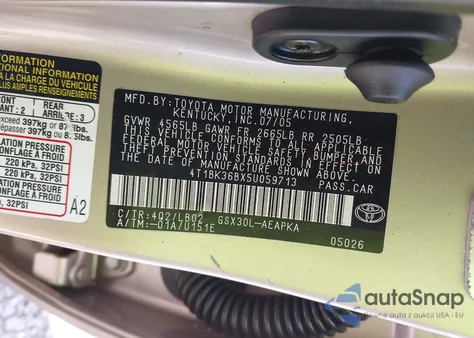 2005 Toyota Avalon Limited from USA, damaged, VIN 4T1BK36BX5U059713